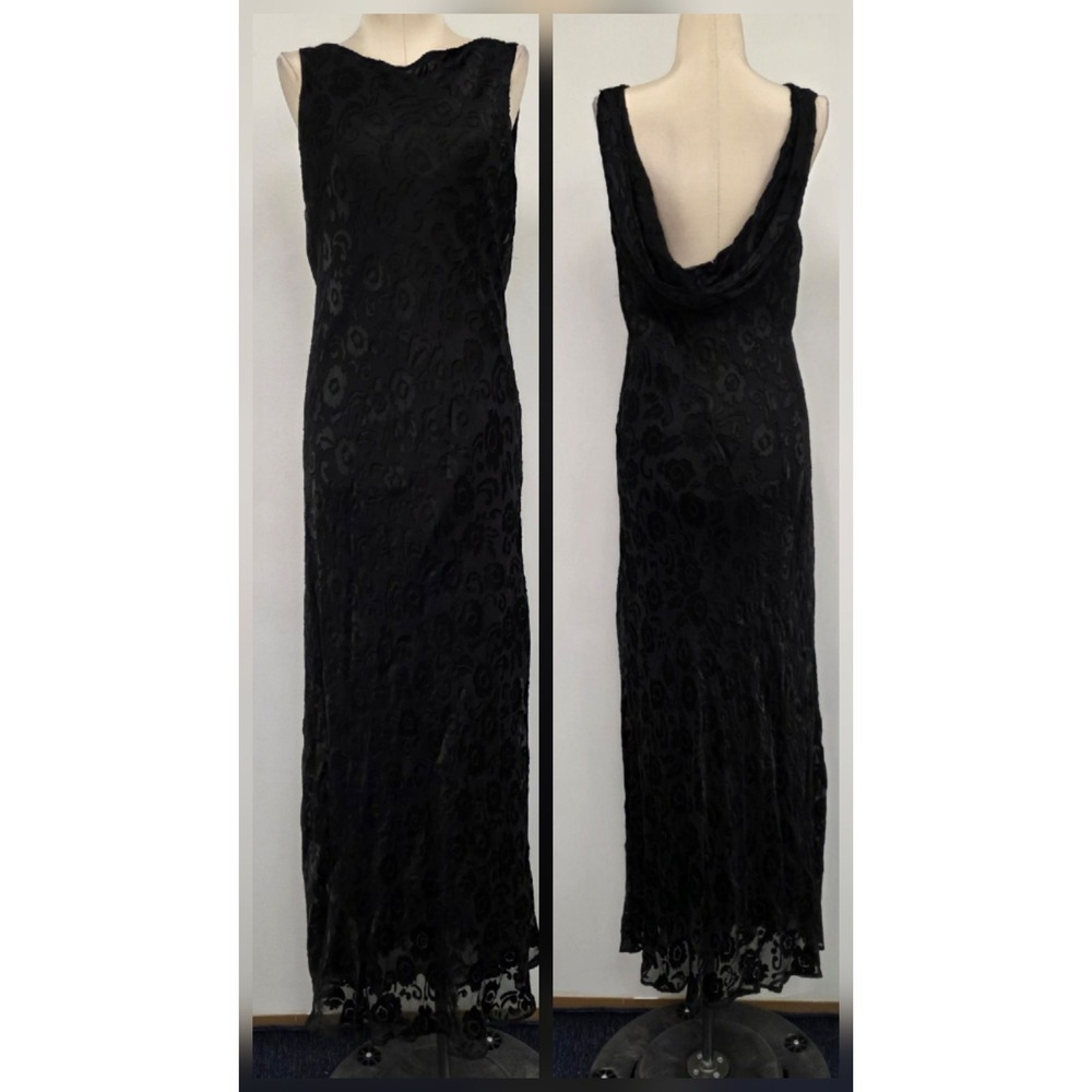 Tessuto Womens Whimsigoth Sheer Floral Burnout Drape Maxi Dress Size L Black